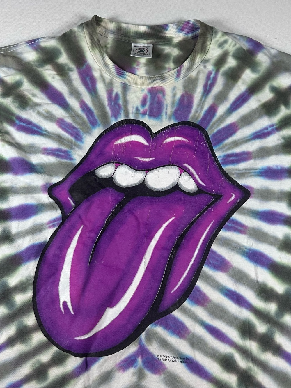 Vintage 90s Rolling Stones Bridges to Babylon Tour T-Shirt Tie Dye Mens Large